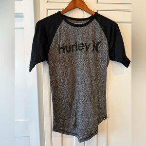 Hurley Heather Gray & Black Crewneck Logo Tee